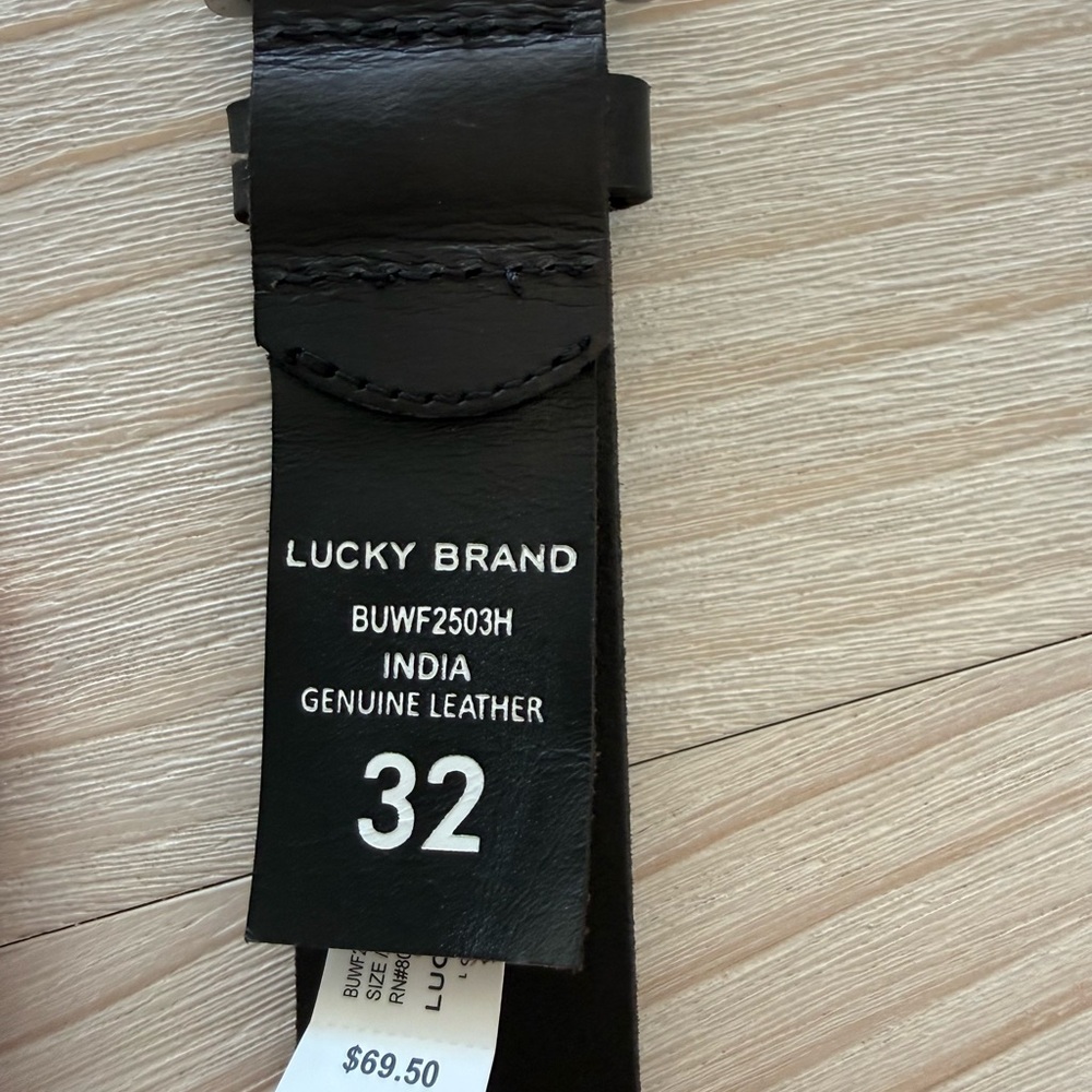 Lucky Brand Black Leather Belt with Silver Buckle - Picture 5 of 6